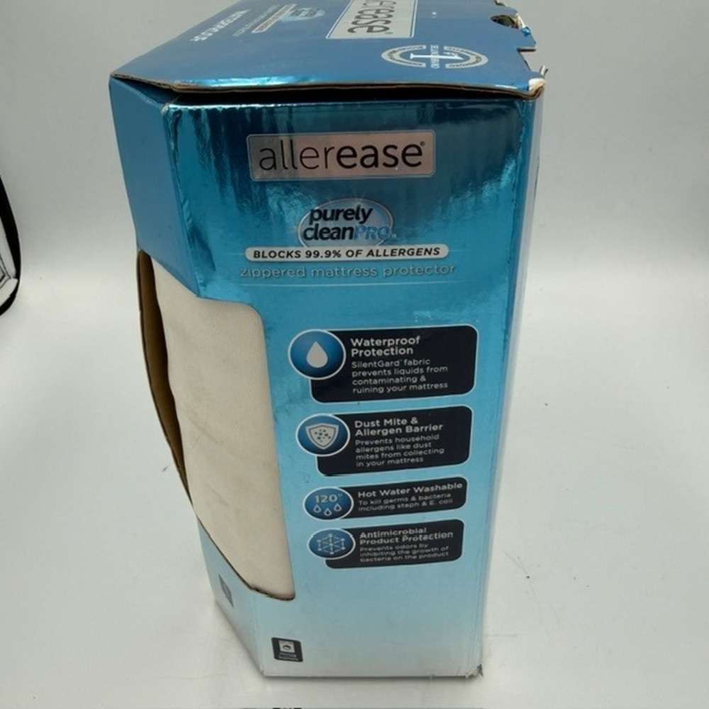 Allerease Purely Clean Pro Queen Zippered Mattress Protector Waterproof Allergen - Picture 8 of 10